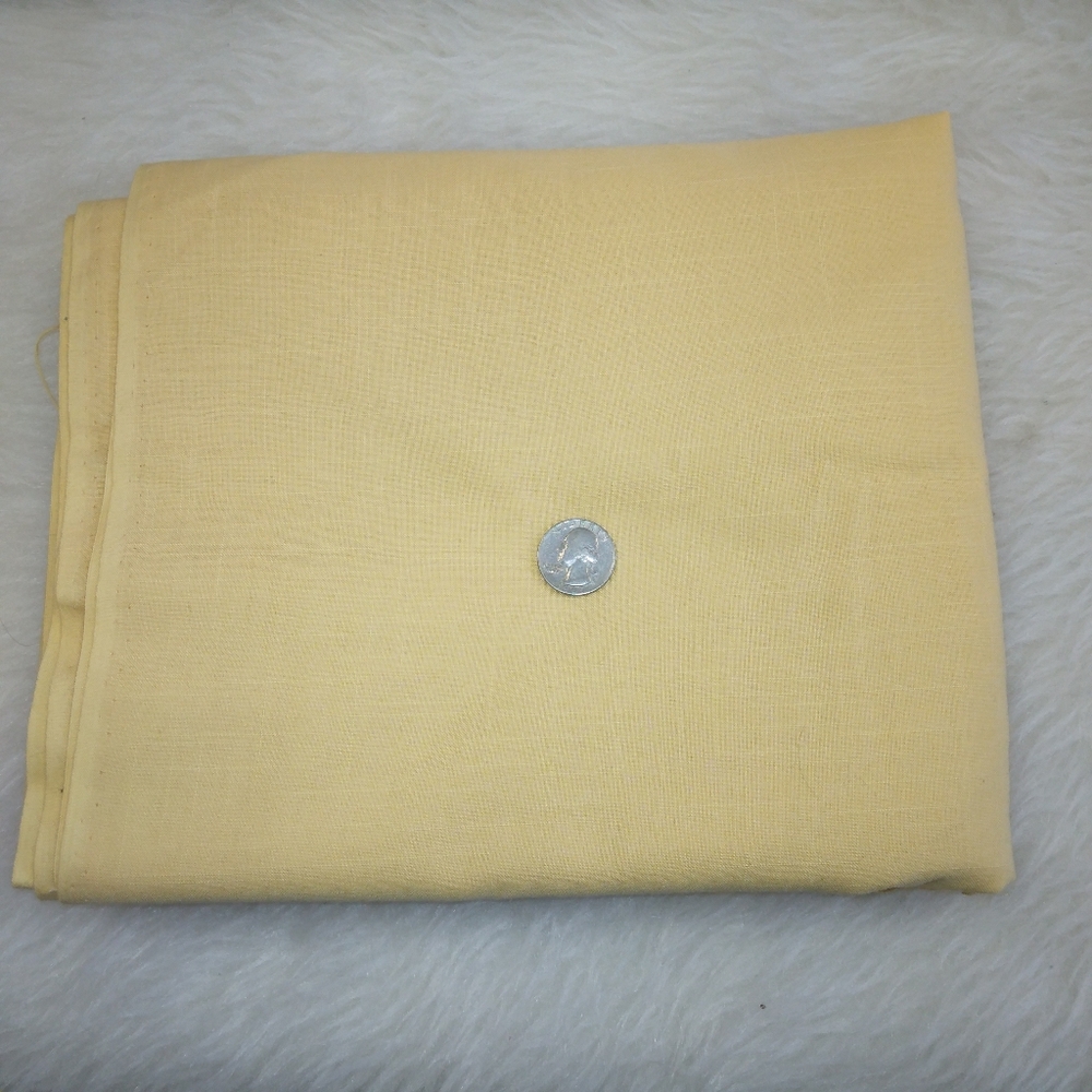 FABRIC Linen Look Poly Cotton In Muted Yellow With Slight Windowpane Texture